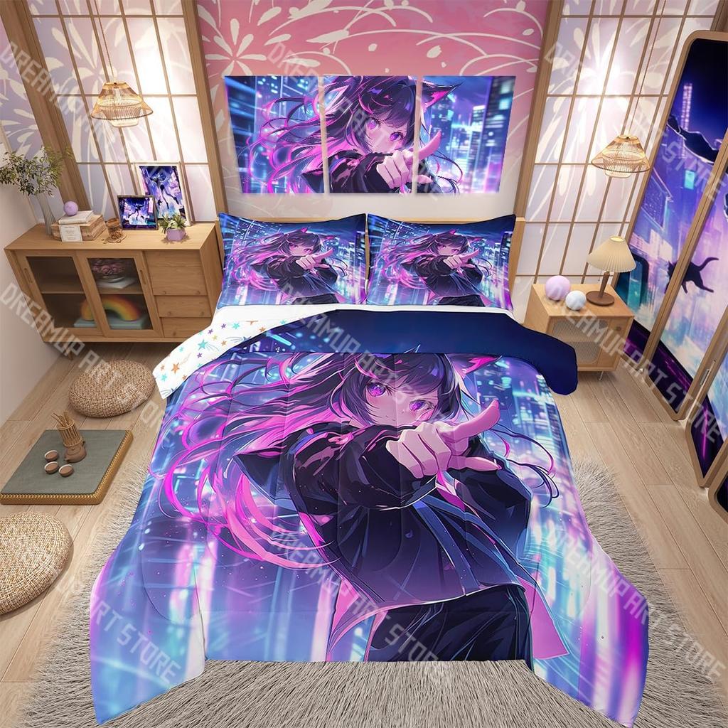 Fashion Japanese Anime Cartoon Bedding Set Single Twin Full Queen King Size Bed Set Kids Bedroom Duvetcover Sets Bed Sheet Set