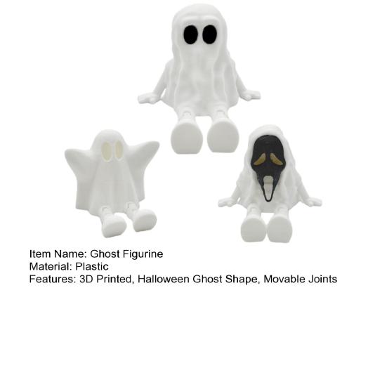 1/3 ks 3D tištěná Halloweenská figurka ducha s pohyblivými klouby, soška ducha s kloubovýma nohama, antistresová mini fidget hračka ducha, dekorace