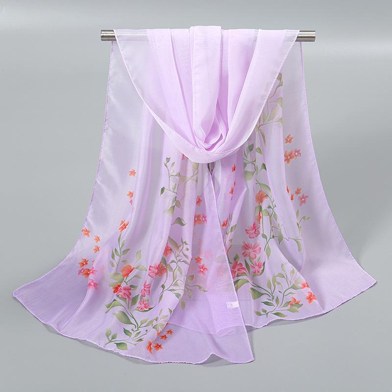 New Chiffon Printed Sun Protection Beach Scarf Scarf Thin Women's Versatile Chiffon Fresh Neck Scarf