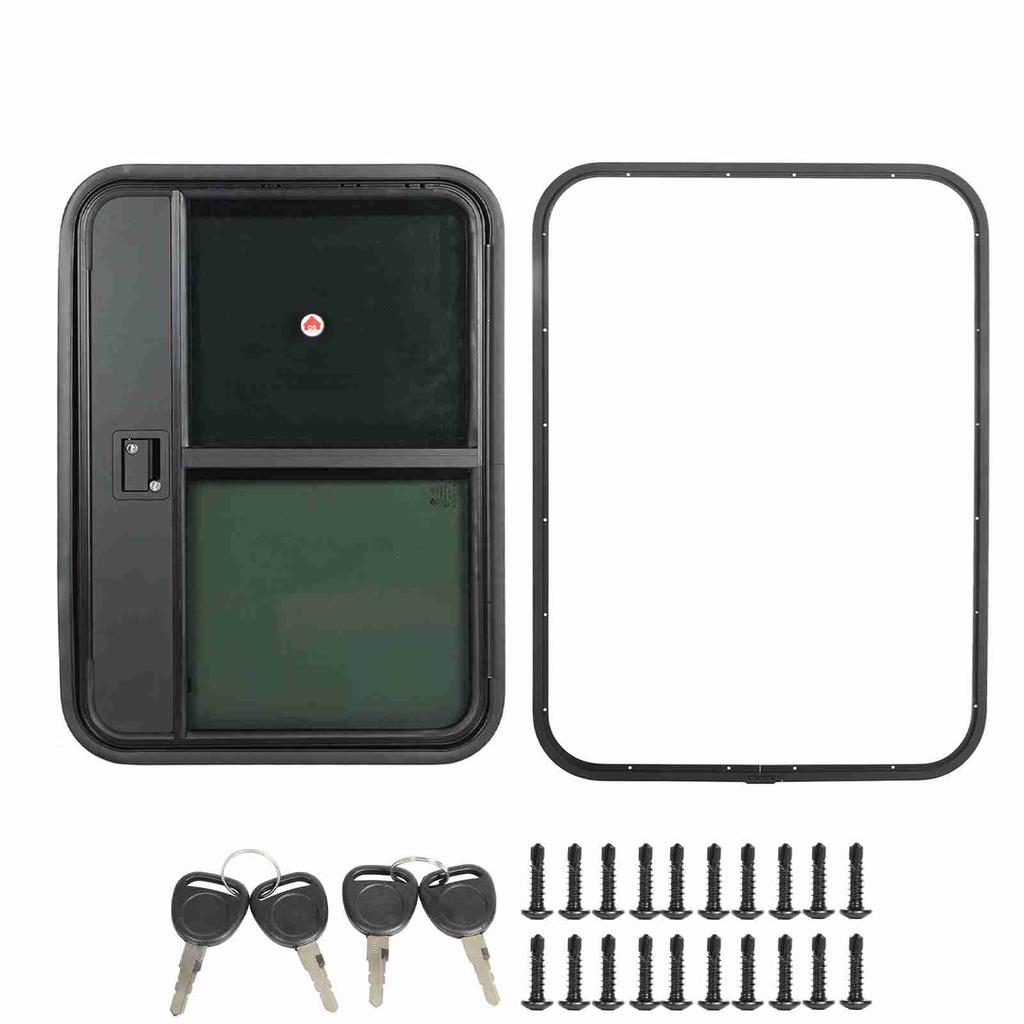 RV Door Tear Drop Tempered Glass Tinted Sliding Window Full Sealing Camper Trailer Door with Insect 