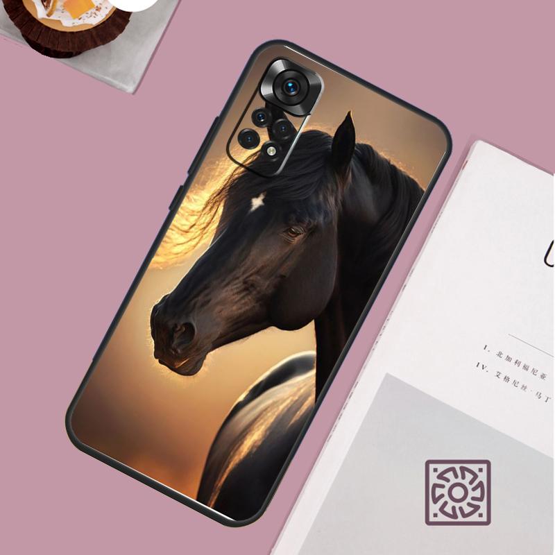 Beautiful Black Horse Phone Case For Xiaomi Redmi Note 13 12 12S 12C 13C 10 10C 9 9C 10S 11S 11 Pro Soft Cover