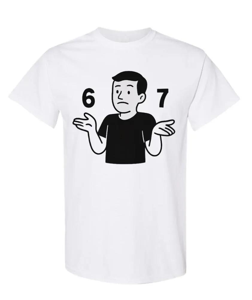 

Best Selling Fashion Summer New Street Funny 6 7 Meme T-Shirt College Humor Graphic Tee | Black and White Cartoon Shirt Men Tee 4XL
