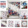 Polyester Thickened Shower Curtain Digital Print Independence Day Theme 90x180cm Durable Waterproof Bathroom Curtain with Star and Flag Patterns