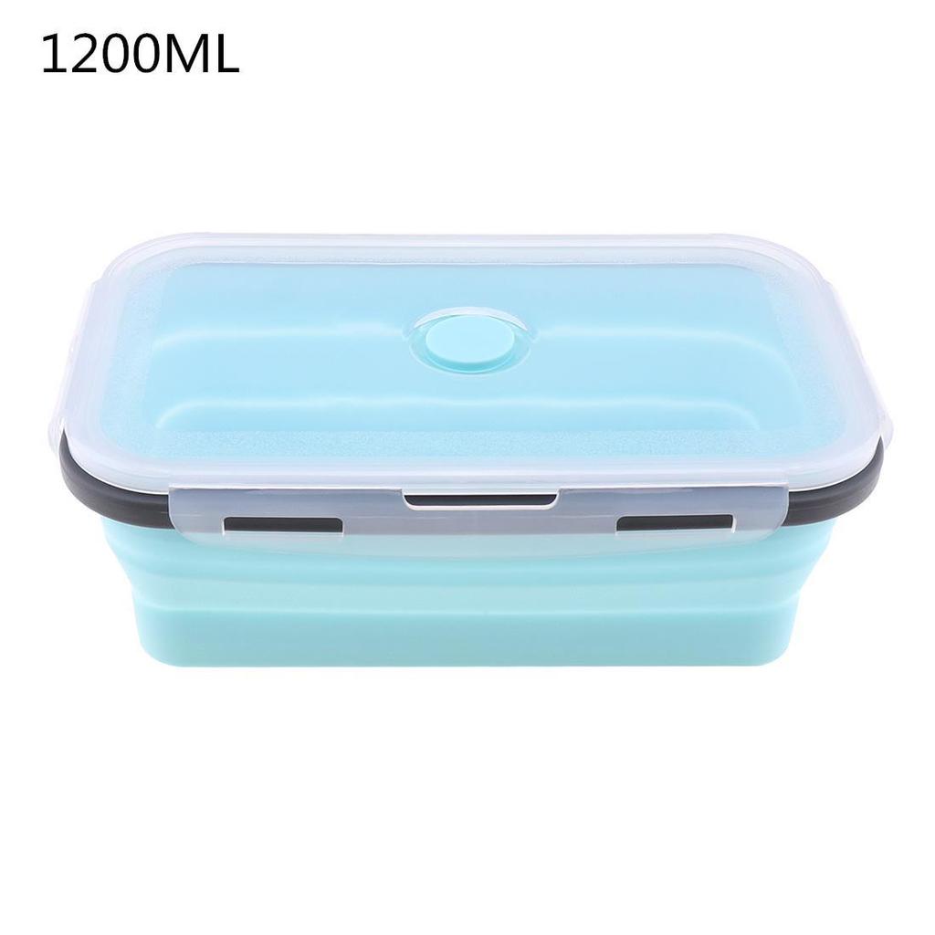 350 ml/500 ml/800 ml/1200 ml rechteckige, skalierbare, faltbare Lunchbox aus Silikon, Bento-Box
