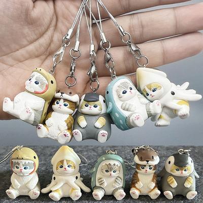Llavero Gato de la Suerte Acuario Cadena para Teléfono Móvil Colgante Encanto Decoración Muñeca Colgante para Bolso Accesorios Lindos para Mujeres Niñas