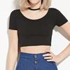 Ladies Short Sleeve O Neck T-shirt Sexy Tops Summer Basic Simple Stretch Solid Color Tee Shirts