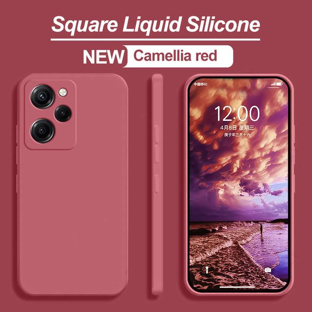 Puzdro Poco X5 Pro Štvorcové Tekutý Silikón Ochrana Objektívu Fotoaparátu Mäkký Kryt Pre Xiaomi Poco X5Pro Puzdrá na Telefón