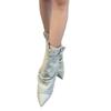 Cowhide version! Niche design sense pointed tip thin heel short boots women's 2025 new pleated pile boots high heel pant tube boots