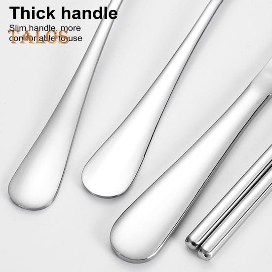 Stainless Steel Cutlery Set 4-Piece Retro Tableware Fork Spoon Chopsticks Knife with Storage Bag Mirror Polished Dishwasher Safe Cutlery Set for Home