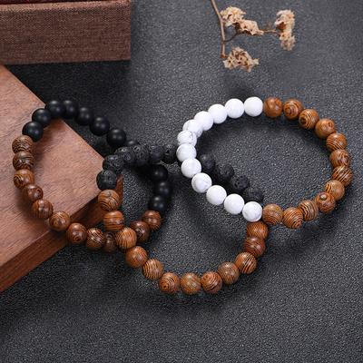 Yeni 8mm Doğal Taş Boncuklar Ahşap Boncuk Bileklik Erkek Kaplan Gözü Taş Meditasyon Bilekliği Bayan Dua Takı Yoga Hediye