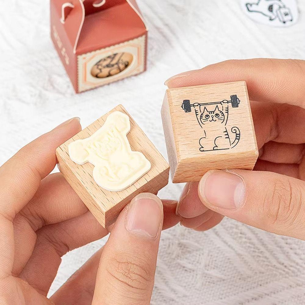 Cute Wooden Rubber Stamps Journal Decoration Stamps  For DIY Card Photo Album Diary Decor