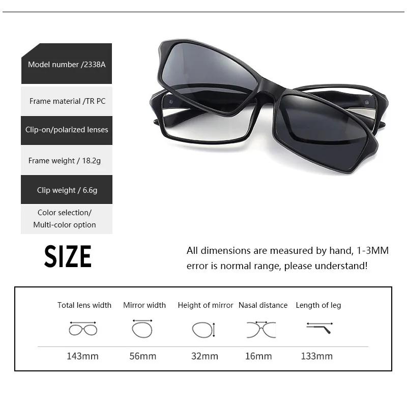 23XXA Gather 6PCS Magnetic Polarized Clip On Sunglasses Women Men Plastic Frame for Night Driving Sunglasses UV400