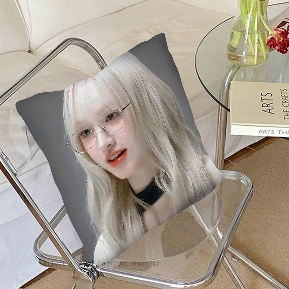 Liz Girlgroup I-ive Kissenbezug Quadratisches Kissen Schlafzimmer Sofa Freizeit Komfort Kissen Auto Wohnzimmer Heimdekoration 40X40