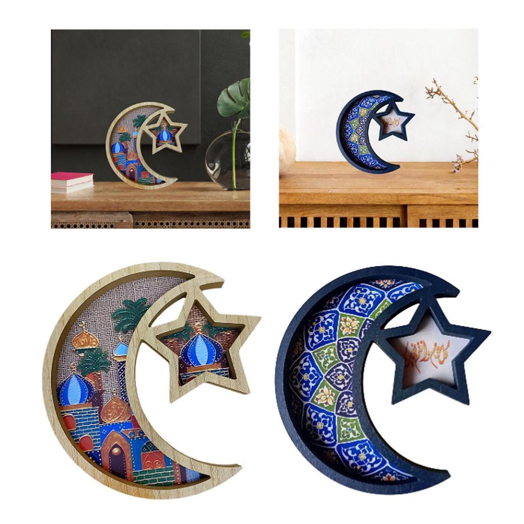 Moon Star Decorative Serving Tray Luxury Tableware Platter Ramadan Party Centerpiece for Home Decor