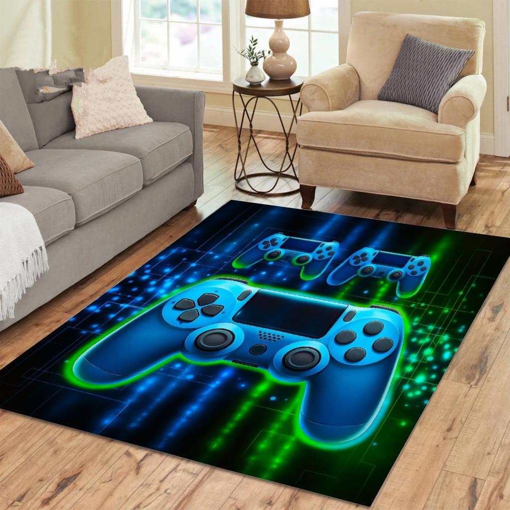 Blue Green Carpet GamePad 3D Printed Living Room Bedroom Decor Kid Non-slip Parlor Floor Mat Surface Smooth Carpet Birthday Gift