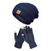 2PCS/Set Soft Knitted Hat Warm Winter Warm Mitten Gift Women Hats Gloves Set  Outdoor
