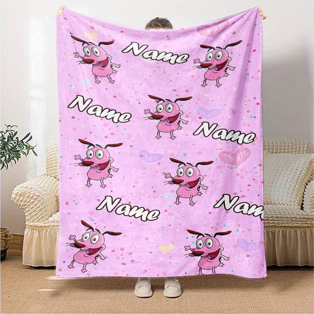 Customiz Name Personality Courage the Cowardly Dog Blanket Soft &Warm Sofa Office Bed Travel Lunch Break Blanket, Gift Suitable All Seasons