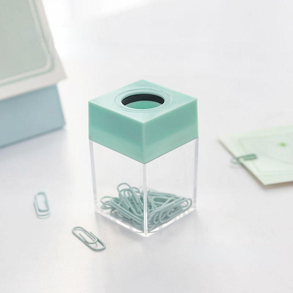 Office Supplies Transparent Magnetic Absorption Box Paperclip Holder Desk Storage Clips Dispenser