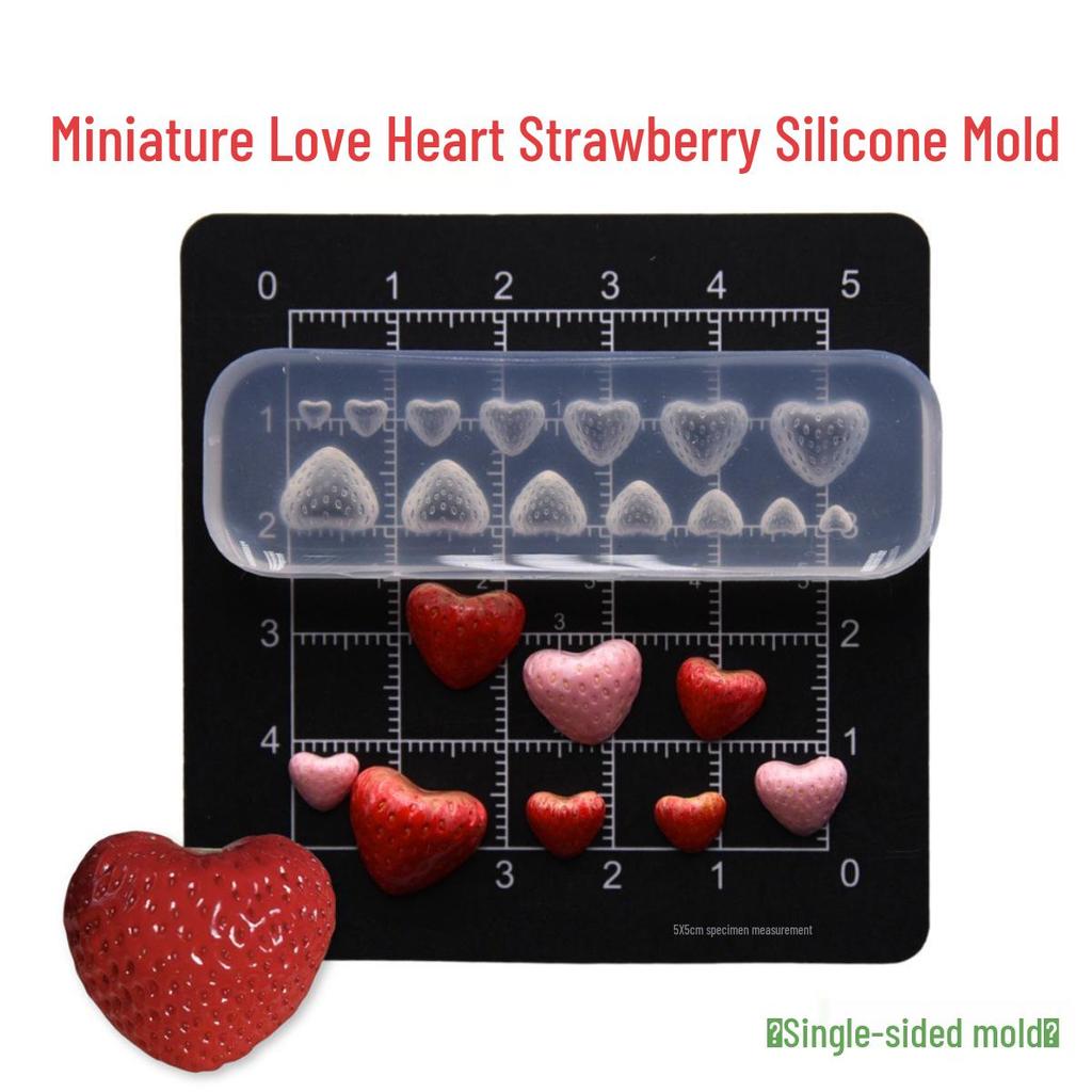 3D Mini Heart Strawberry Silicone Mold for Clay and Food DIY Projects