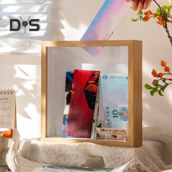 Biljettskugglåda med spår Träram Reseäventyr Arkivlåda Fyrkantig biljettstämpel Brev Foto Minnesak Förvaringslåda Skrivbordsdekoration