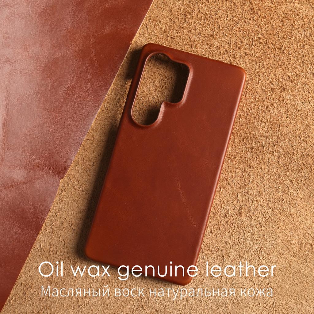 Real Cowhide Leather Phone Case For Samsung Galaxy S24 Ultra S23 Plus S22 S2+ Full Grain Edges Protective Hard Back Cover Coque