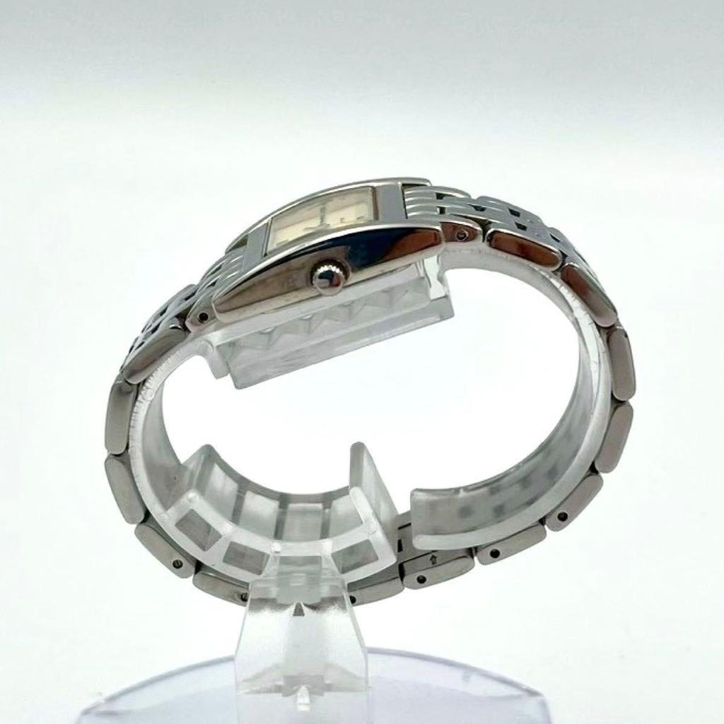 Used 984 New Battery BALENCIAGA Balenciaga Watch Square Quartz Ivory Stainless Steel Silver Ladies