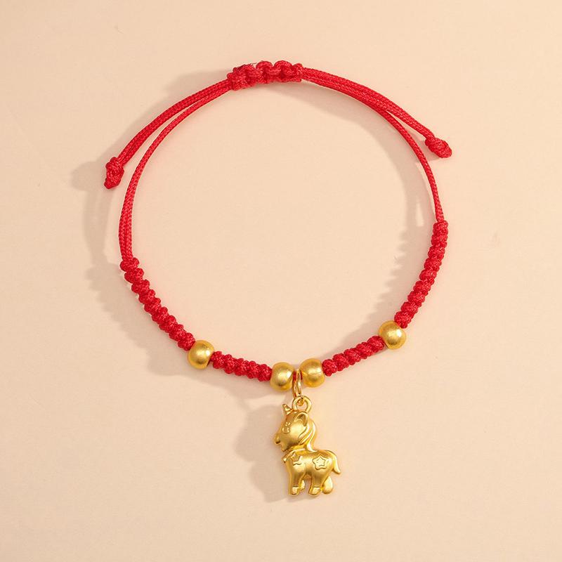 Chinese Style 2026 Horse Year Zodiac Bracelet For Women Men Lucky Hand-Woven Red Rope Bracelet New Year Jewelry Party Gift
