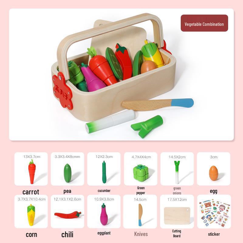 

Children s Magnetic Fruit & Vegetable Cutting Pretend Play Set - Wooden Toy