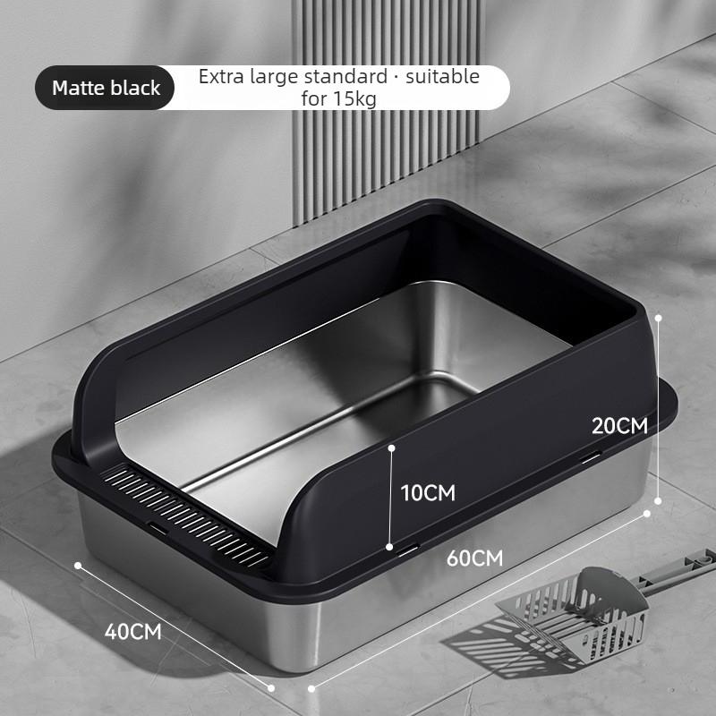 Stainless Steel Cat Litter Box Semi-closed Splash-proof Cat Sandbox Easy Cleaning Cats Toilet High Load-bearing Pet Toilets