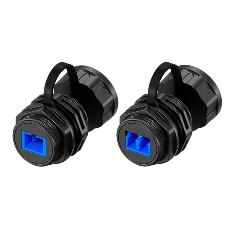 IP68 Waterproof LC Fiber Optics Coupler Adapter Panel Mount Connector With Dustproof Cover For Outdoor Data Center Use