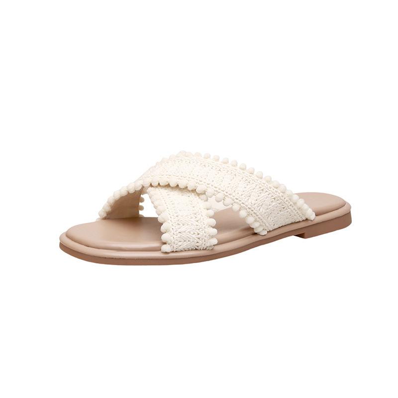 Holiday style~ Cross-woven sandals for women to wear open-toed soft-soled summer new fashion with skirts Casual sandals