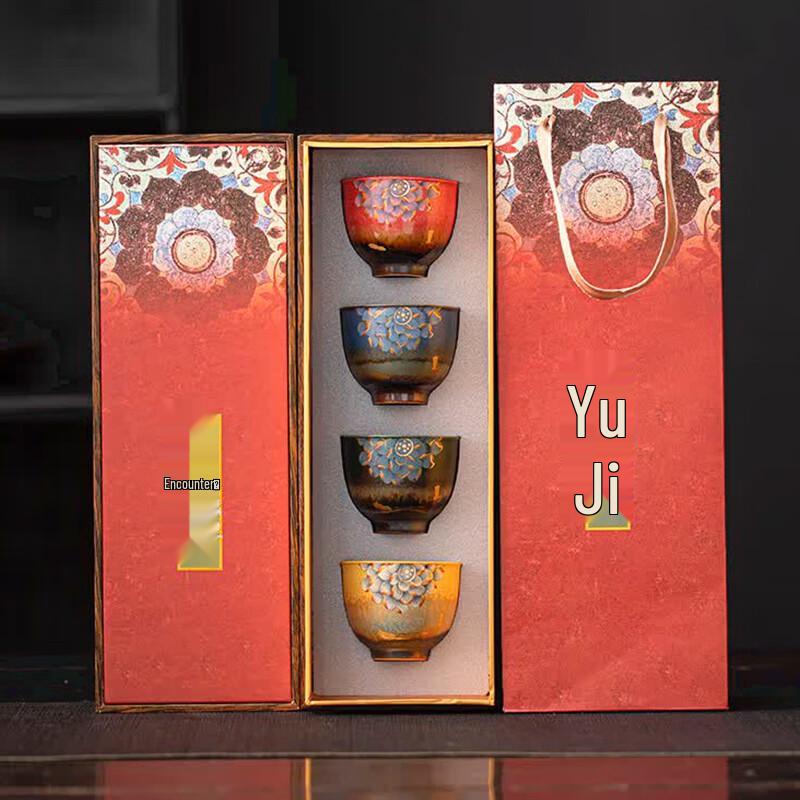 Su's Ceramic Dunhuang Auspicious Lotus Master Teacup Gift Set