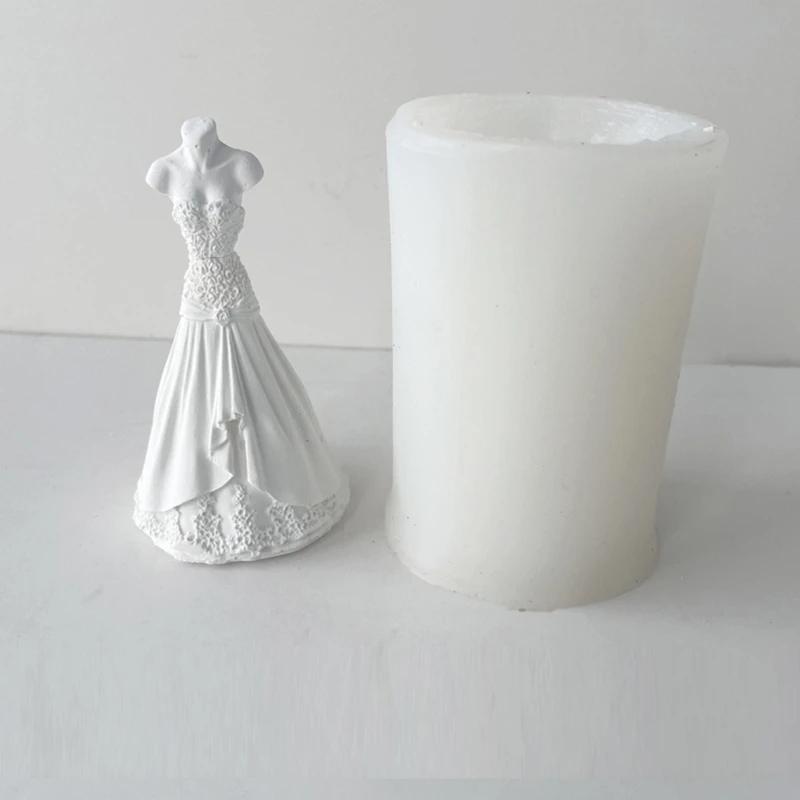 Wedding Dress Candle Molds 3D Bridegroom Suit Silicone Mould Bride Dress Resin Casting Mould DIY Cake Soap Crafts Decor