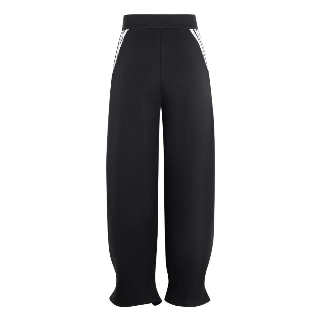 Adidas French Terry Rose Joggers Loose Striped Drawstring Mid-Rise Knitted Sports Pants Women Bottoms Black KC4002