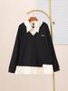 Plus Size Striped Polo Collar Shirt for Women - Slimming Two-Piece Look, Spring/Autumn