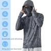 Camicia da Pesca con Cappuccio Estate Maschera Tessuto Performante Abbigliamento da Pesca con Cappuccio Materiale Leggero Camicia con Protezione UV