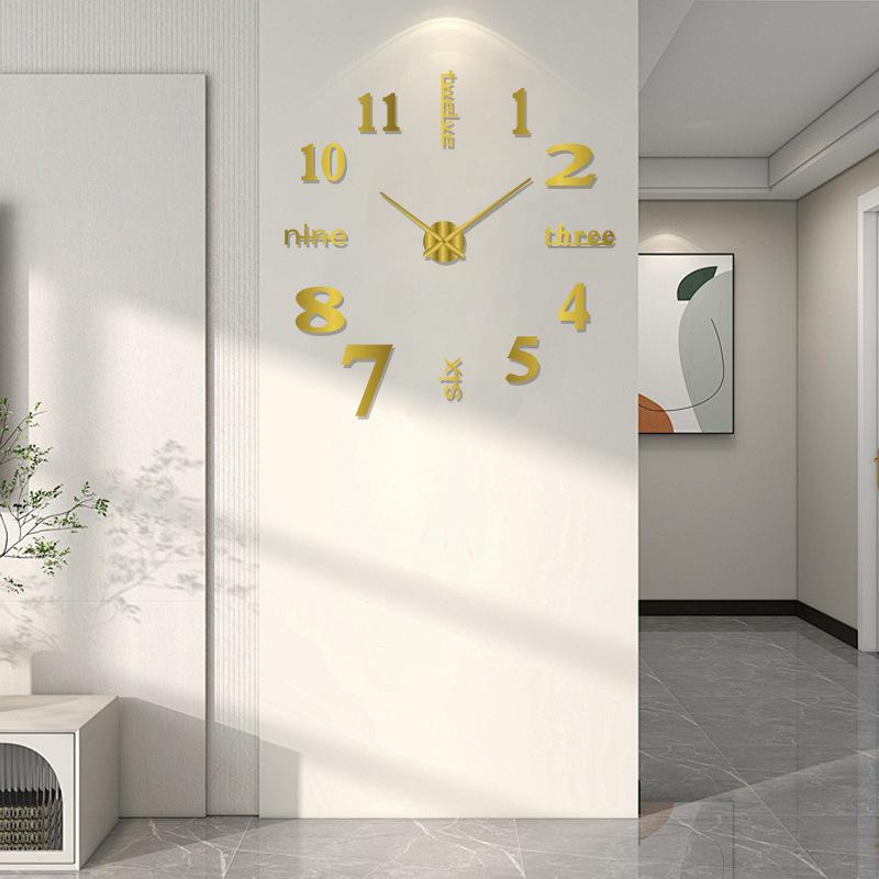 Digital Luminous DIY Acrylic Wall Clock - Punch-Free Decorative Quartz Timepiece