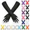 Women's Halloween Witch Long Gloves with Fake Nails - Dark Gothic Stretchy Gloves for Cosplay Party