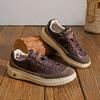 Shoes Autumn Light and Breathable Comfortable Casual Shoes Leather Surface Low Top Thick Baseplate Shoes