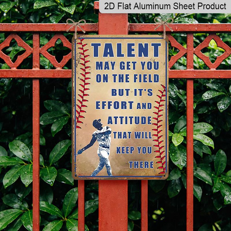 2D Flat 1pc Baseball Motivational Quote Metal Sign 7.87x11.81inch - Aluminum Inspirational Sports Decor for Home, Garage, Man Cave, Sports Room