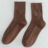 5 Pairs of Women's Autumn and Winter Lace Preppy Cute Cartoon Wooden Ear Edge Cotton Tube Pile Socks