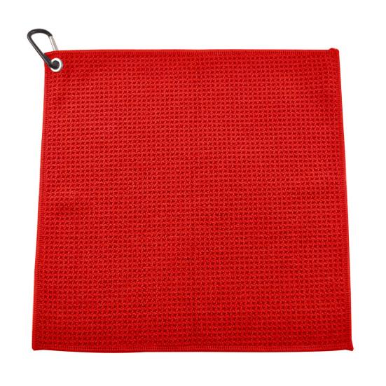 

Полотенце для гольфа Впитывание пота Перфорированное Превосходная очищающая способность Не ворсистое с карабином Эффективная очистка Быстросохнущее Микрофибра Вафельный узор S красный