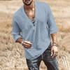 Designer Spring Summer Men's Casual Cotton Linen Solid Color Long Sleeve Shirts Loose Stand Collar Shirts