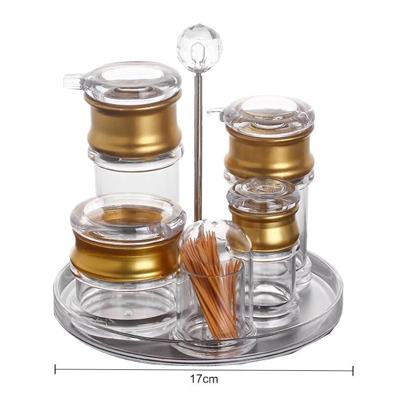 Commercial Acrylic Condiment Bottle Set with Gold Rim
