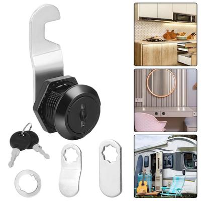 5/8 Inch Drawer Cabinet Lock File Cabinet Cam Locks Black Mailbox Cupboard Door Lock With Keys Tongue Lock Furniture Hardware