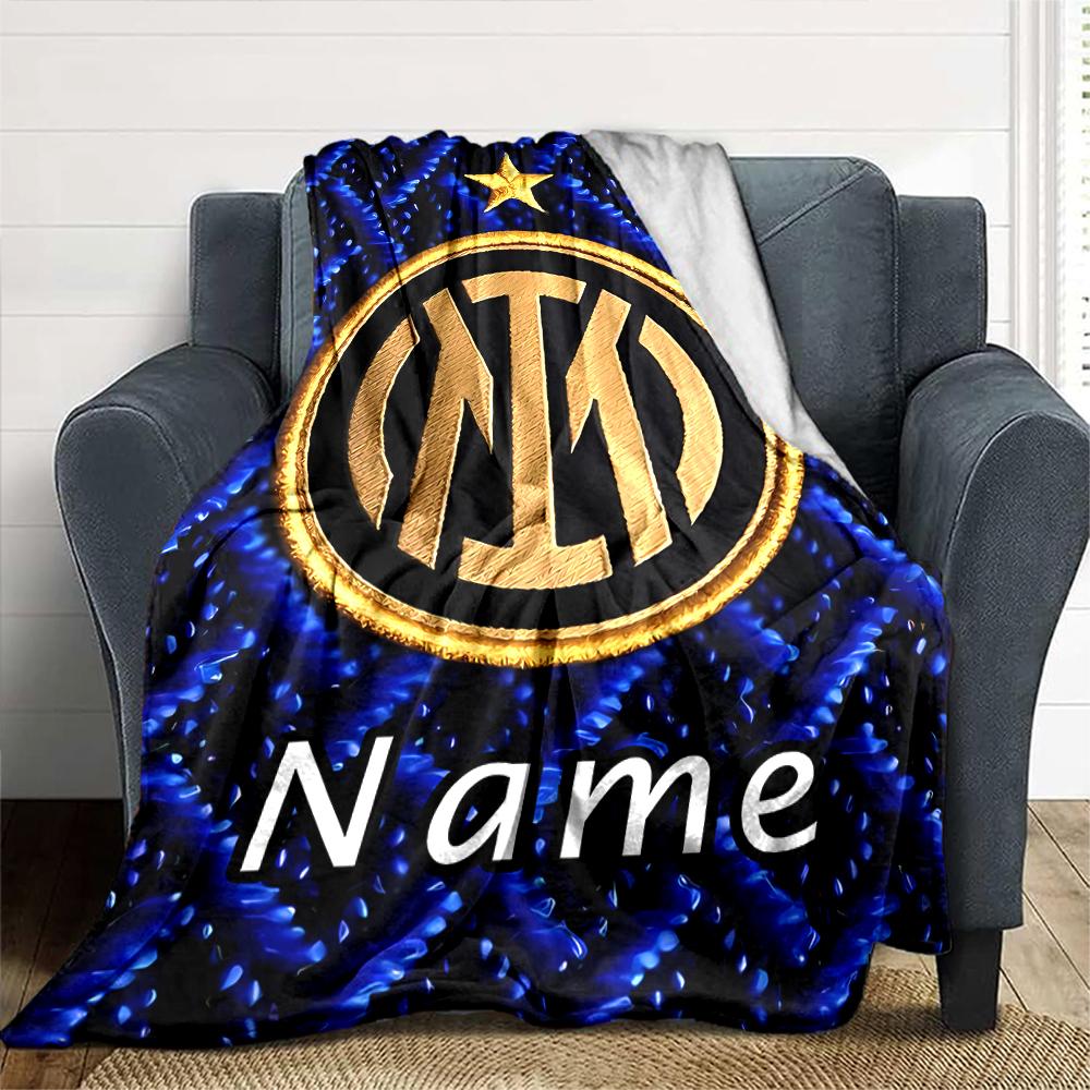 Personalisierbare Decke mit Name, Inter Mailand, Weich & Warm, für Sofa, Büro, Bett, Reise, Mittagspause, Geschenk, Geeignet für Alle Jahreszeiten