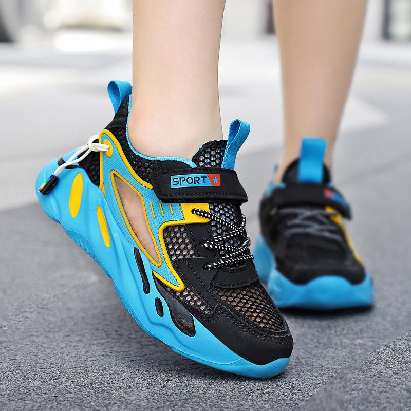 Frame Shoes Single Net Breathable Boys Shoes 2025 Spring and Summer New Hollow Children's Sports Shoes Medium and Large Children's Boys