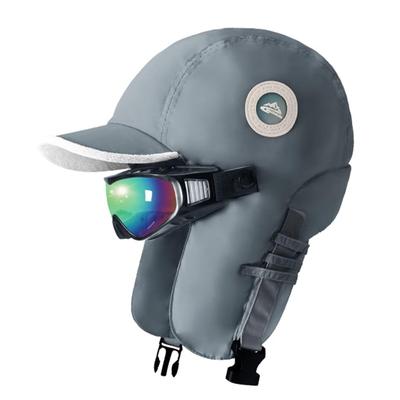 Pilot Winter Flight Heat Fleece Ear Flaps Flight Snowboarding Mountain Climbing Cold Weather Comes with Mountain Head Circumference Gray [LEZOOY] Cap,