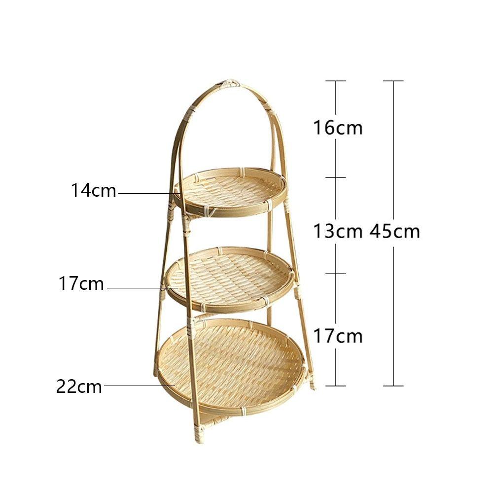 Round Bamboo Weaving Baskets 1/2/3 Tier Storage Baskets Snack Display Stand Kitchen Decorate