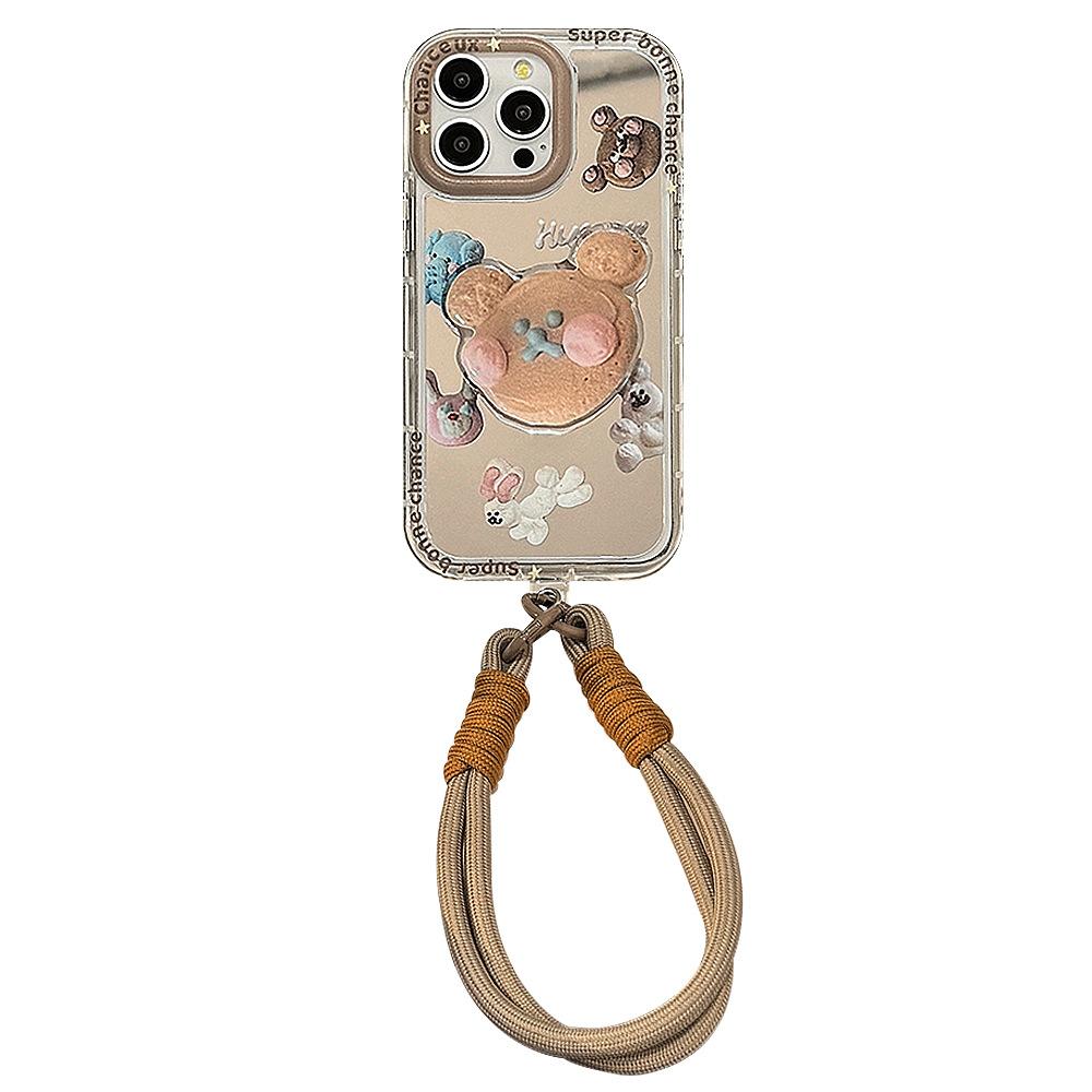 Cookies Bear Stand Suitable for 16ProMax Apple 15 Mobile Case IPhone 13 Mirror 12 Bracelet 11